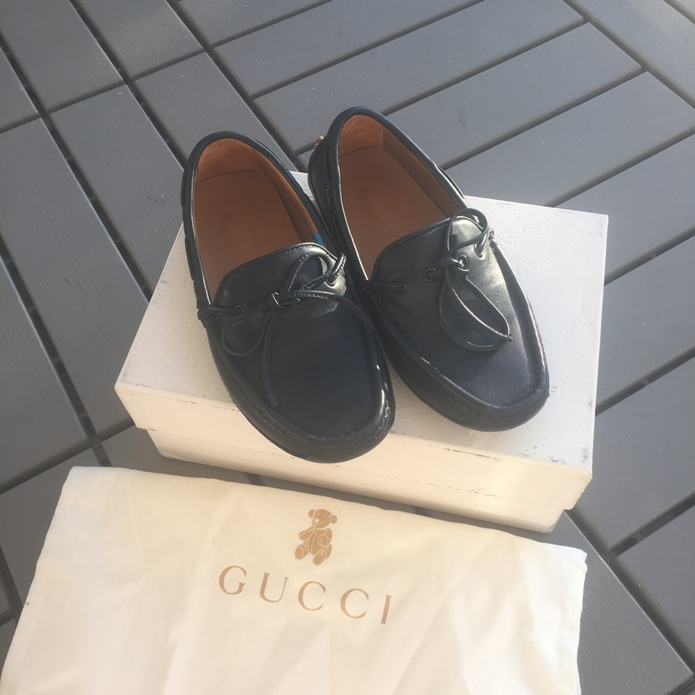 Gucci kids navy blue driving shoes